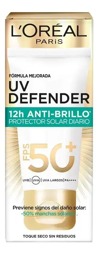 Bloqueador Uv Defender Antibrillo Sin Color Fps50 40ml